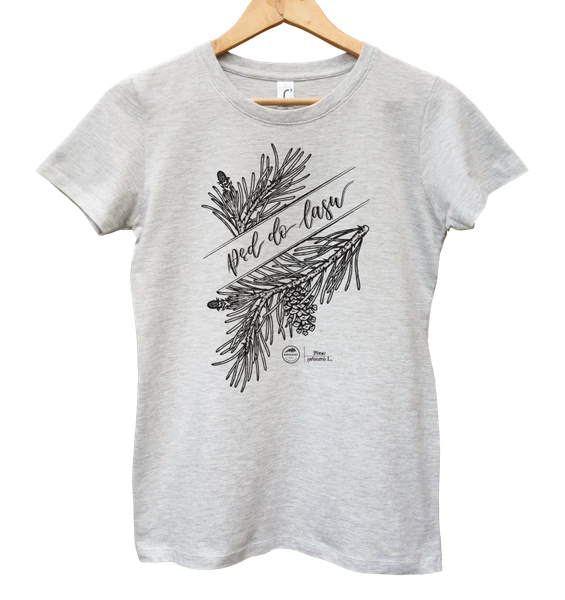 koszulka damska z motywem roślinnym, prezent dla miłośnika lasu i biwakowania — pęd do lasu