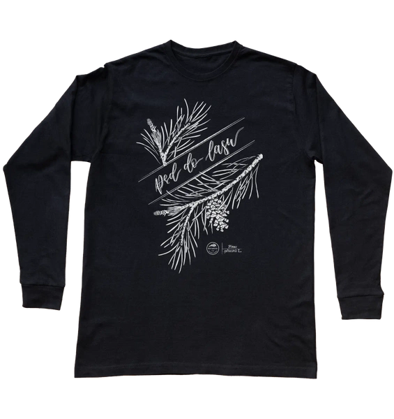 koszulka z długim rękawem z motywem roślinnym, unisex, prezent dla miłośnika lasu i biwakowania — pęd do lasu